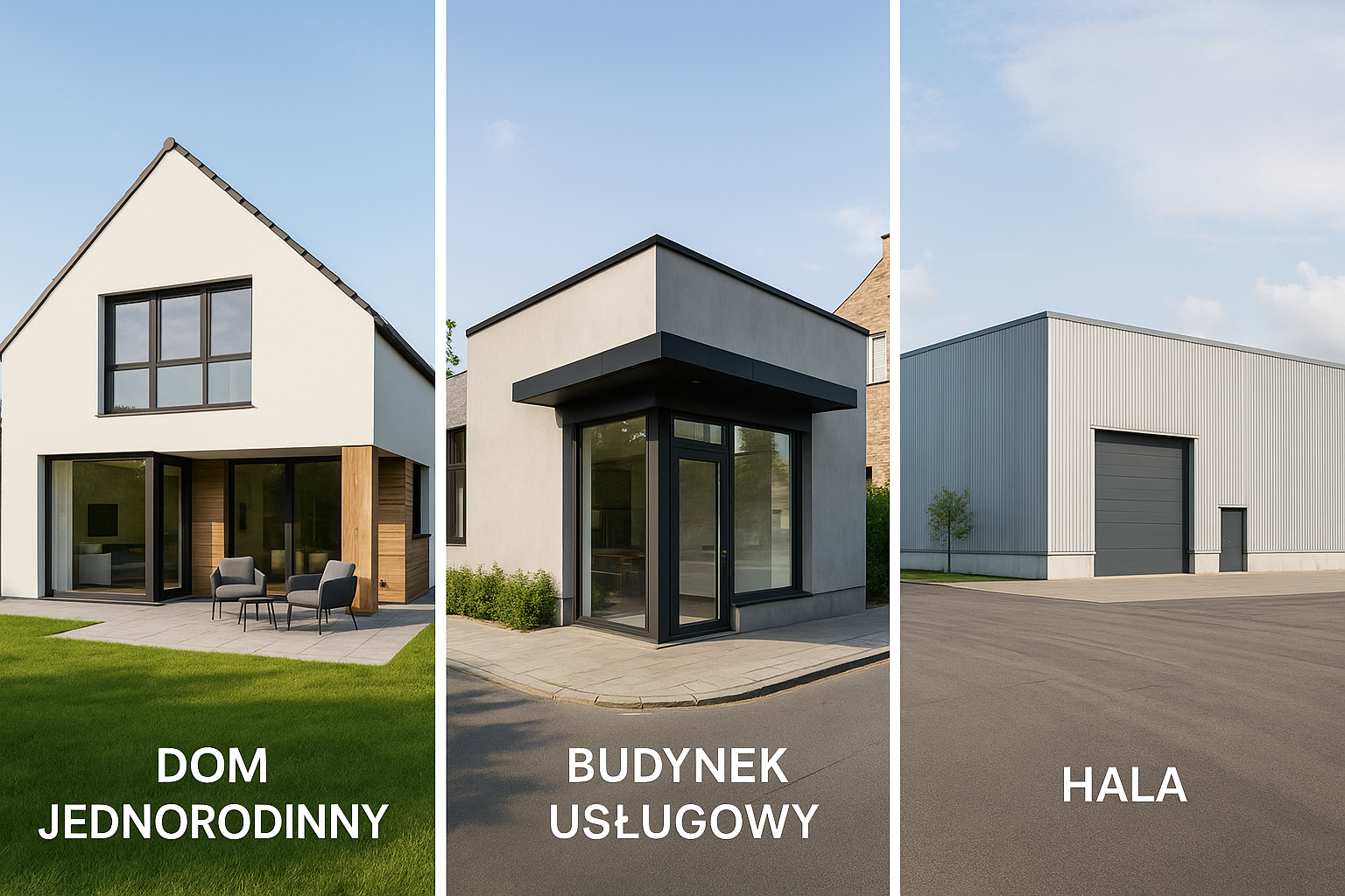 Ilustracja ofertowa – różne typy budynków i projektów